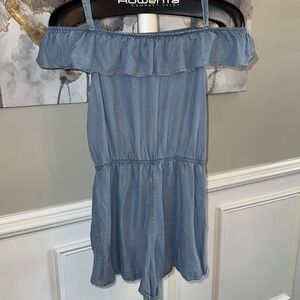🟡 LILT OFF THE SHOULDER DENIM ROMPER SIZE 16 YOUTH